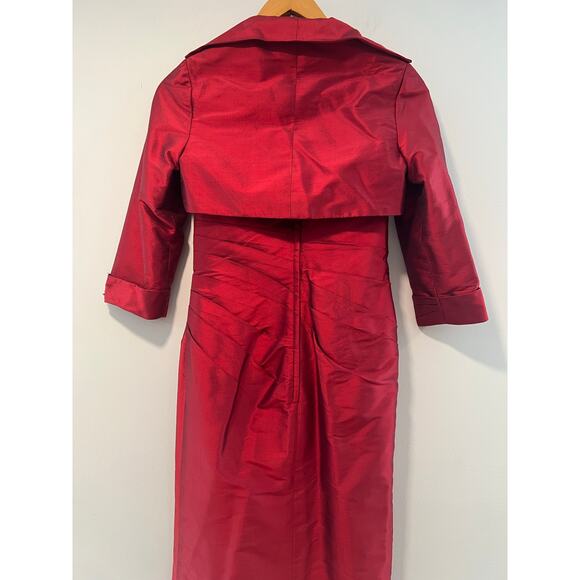 Montage Evening Mother Of The Bride Dress & Jacket Cherry Red Size 8 JL - Picture 7 of 13